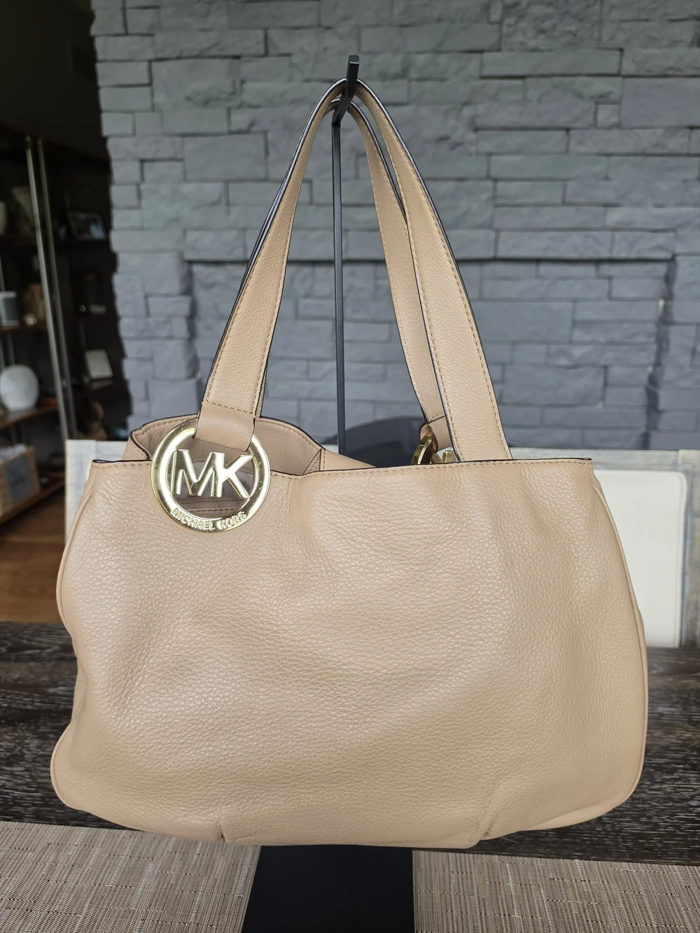 Michael Kors Tan Pebble Leather Hobo Handbag